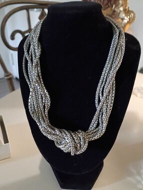 BCBGeneration BCBG Silver Tone Multi Strand Knot Chain Layered Necklace